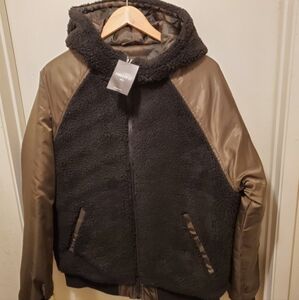 Forever21 Men Black and Brown Hooded Jacket